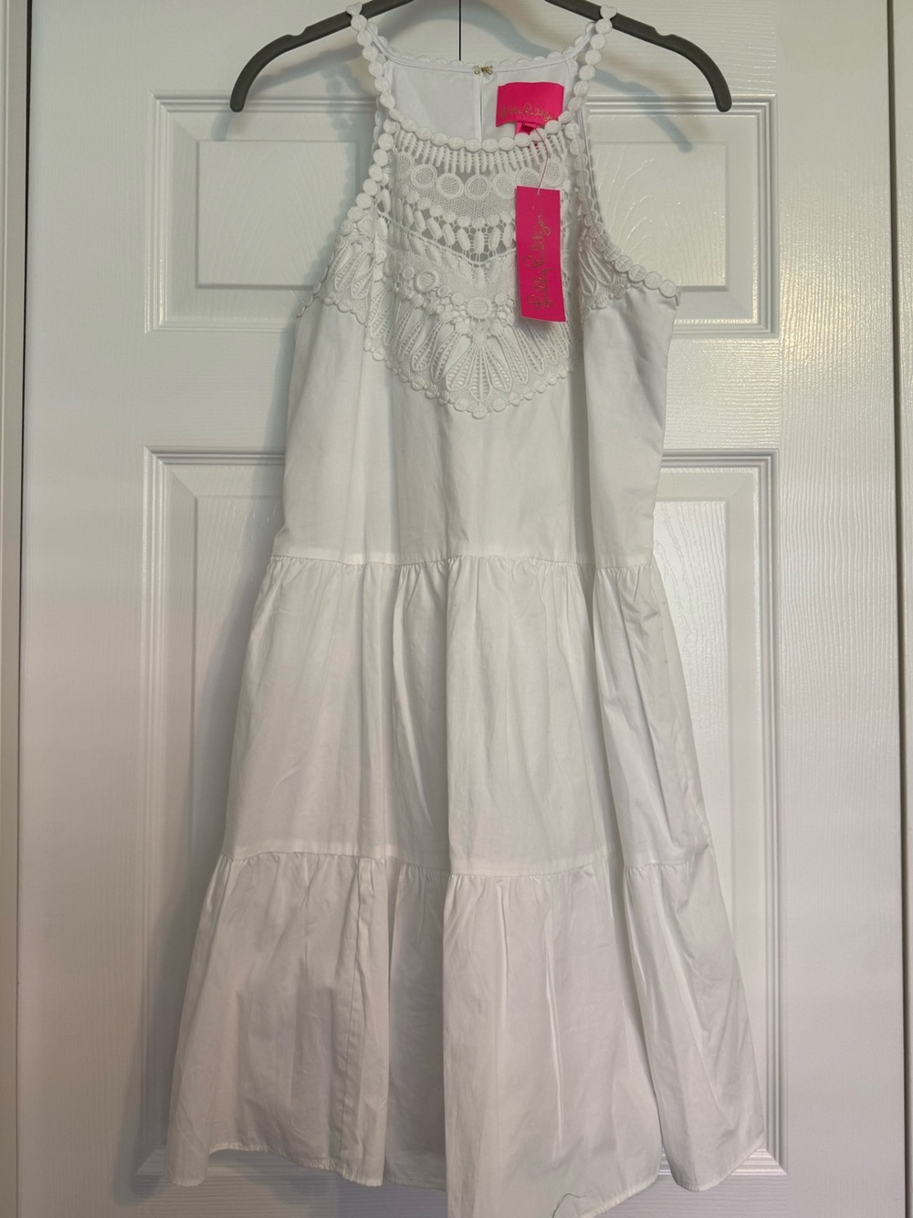 LILLY PULITZER: Britt Cotton Halter Dress Dress; Resort White, 4